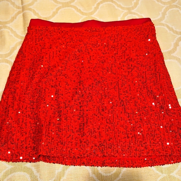 NWT Band of the Free sparkle glittery red mini zip up skirt sz.S - Picture 2 of 7